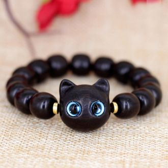 Cute Cat Ebony Wood Bracelet KDSL001